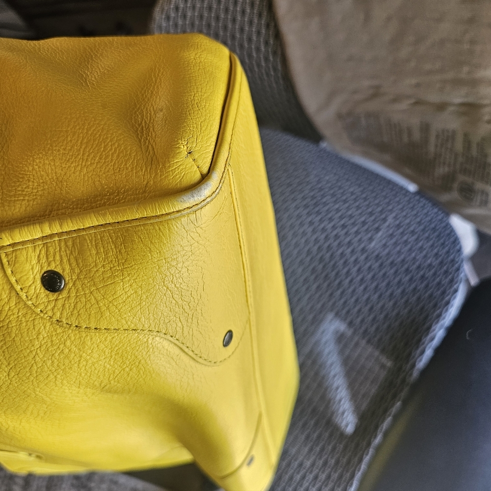 Coach Mickie Large Leather Grain Tote Bag, Yellow, F34039 - Picture 5 of 14
